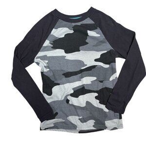 Sonoma Long Sleeve Camo Shirt Boys Medium Black White and Gray